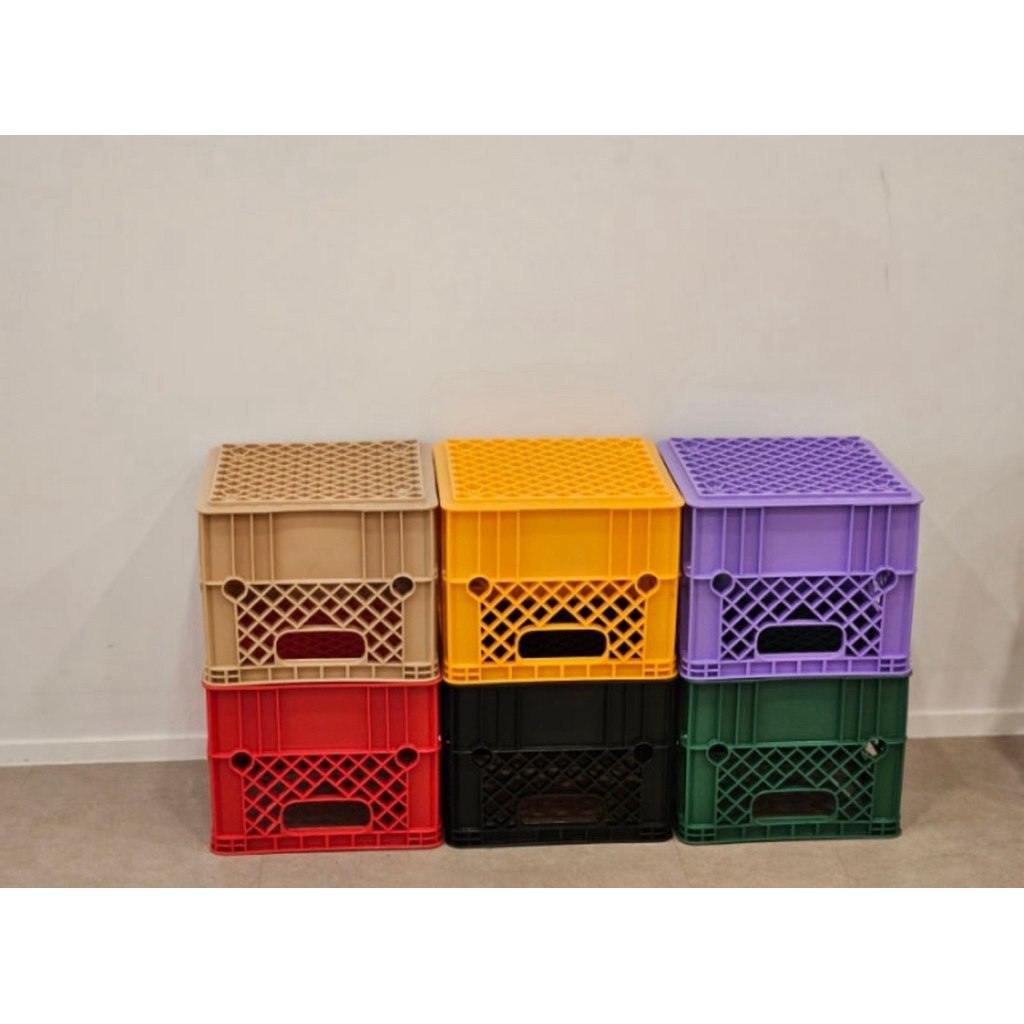 二手 韓國牛奶箱 方型牛奶箱 牛奶籃 塑膠籃 飲料籃 露營箱 外送籃 重機後座籃 露營收納籃 機車後箱