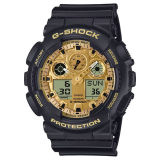 【CASIO 卡西歐】G-SHOCK 經典強悍 耀眼黑金 雙顯系列 GA-100GGB-1A9 51.2mm