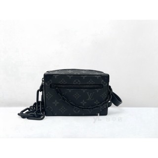 LV 黑灰原花霧黑釦Mini Soft Trunk前一字拉手提斜背箱包M44735 (台中店)