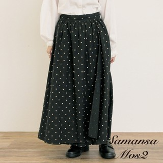 Samansa Mos2 【Cross×Linen】多種圖案後鬆緊設計氣質長裙(0F001121310)
