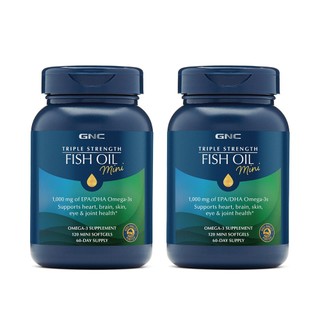 GNC 健安喜 三倍魚油迷你軟膠囊 120粒/瓶 X2入組 93%超高濃度 Omega-3 魚油 促進代謝 腸溶劑型無腥