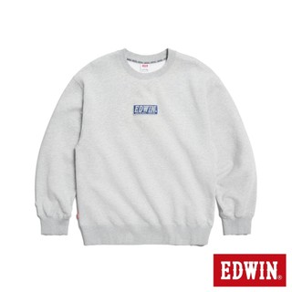 EDWIN 男款 徽章潮流寬版長袖T恤(銀灰色)