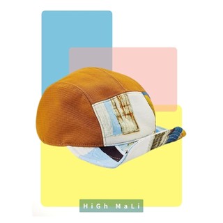 【HiGh MaLi】日系五分帽 | 卡其+藍白幾何 | 帽簷三樣式 | 日布