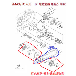 山葉 原廠 SMAX 155 FORCE 1.0 一代 普利盤組 傳動前組 傳動 普利盤 鋁風葉 風葉盤 皮帶 1DK