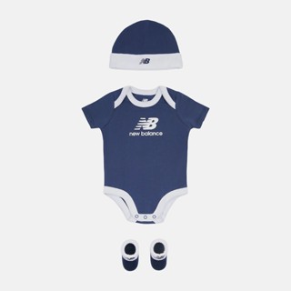 NEW BALANCE 包屁衣套組 藍色 學步鞋 帽子 0-6個月 LAKB0106NNY