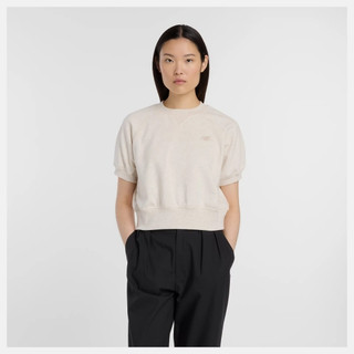 NEW BALANCE 短袖衛衣 短T NB 米色 短版 棉質 女版 WT53521LIT【X-YI】