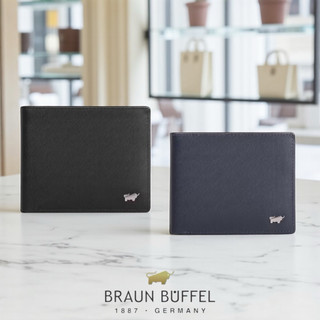 *【寧寧精品】台中35年老店 BRAUN BUFFEL 德國小金牛男短夾 現貨 黑/藍 BF306-318-1 男短夾區