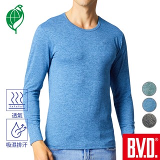 BVD 再生彩紋輕暖絨圓領長袖衫 瞬熱 保暖 輕量 透氣 環保纖維材質技術