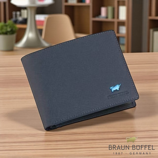 *【寧寧精品】台中35年皮件店 德國小金牛短夾 BRAUN BUFFEL 艾康系列 BF366-315-NY 藍色男短夾