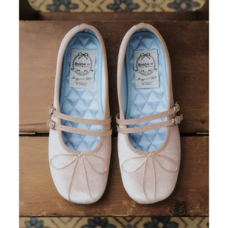 韓國ROCKFISH SQUARE TOE TWO STRAP MARYJANES VELVET方頭雙帶瑪莉珍鞋 粉紅色