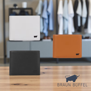 *【寧寧精品*台中35年老店 】BRAUN BUFFEL 德國小金牛 白色男短夾 淺棕色男短夾 BF394-315