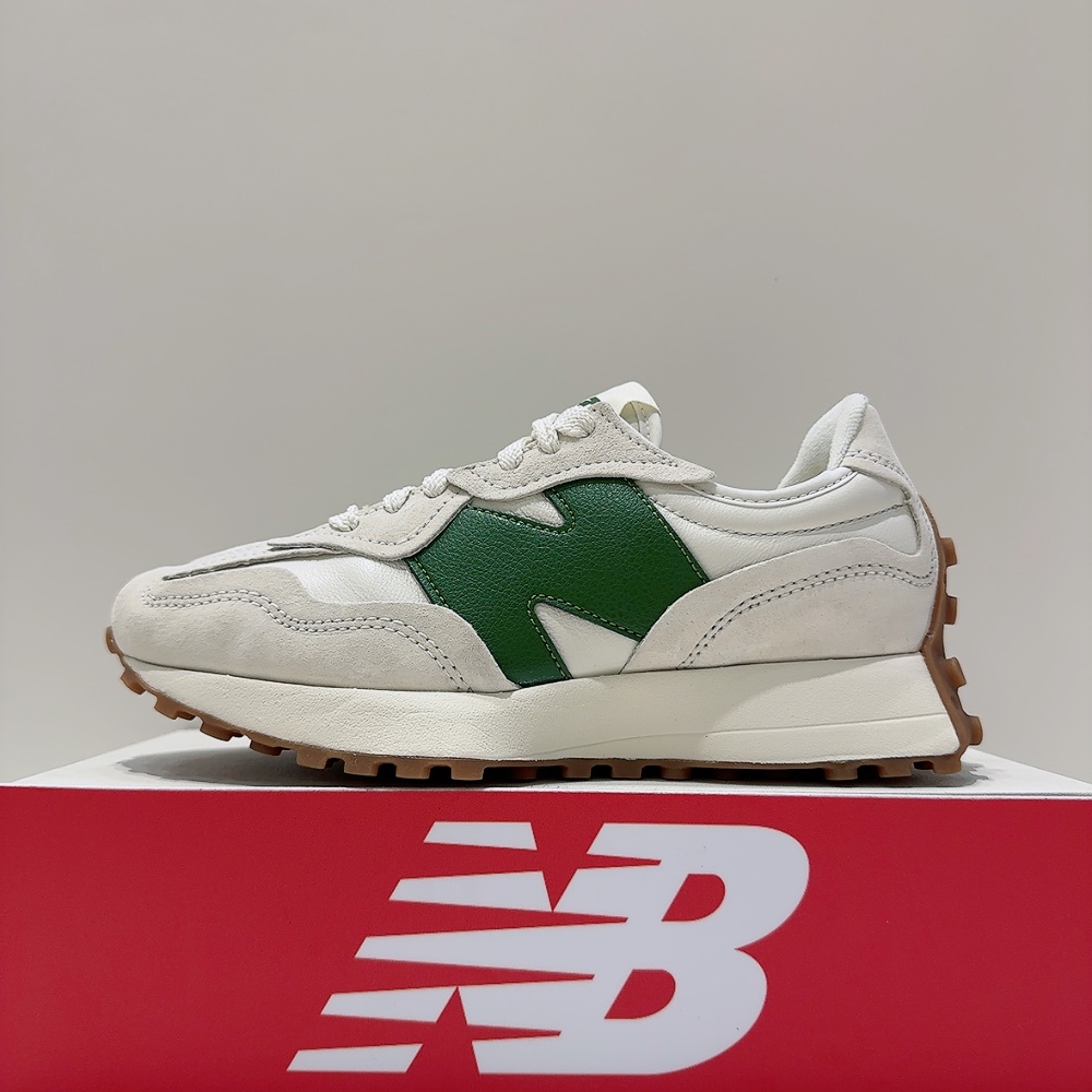 New Balance NB 327 男女款 白綠色 D楦 皮革 麂皮 復古 運動 休閒鞋 U327WKN