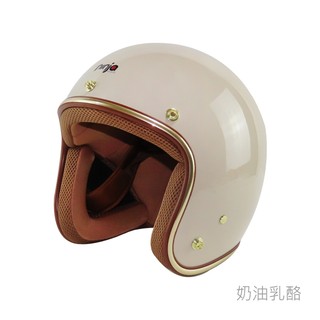 華泰 NINJA 安全帽 K-802C 涼感經典騎士帽 K802C 奶油乳酪 復古帽 復刻 金箔咖啡邊條 半罩 全拆洗