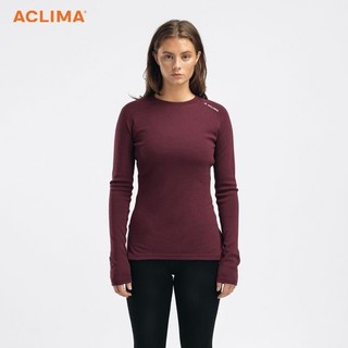 【ACLIMA 挪威】女羊毛圓領長袖上衣『紅紫』101702 戶外 露營 登山 健行 休閒 羊毛 長袖 上衣