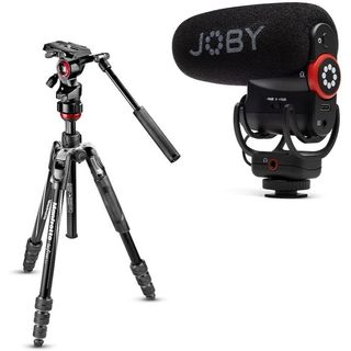 攝影三腳架 旅行三腳架搭JOBY Wavo Plus相機麥克風組YouTube 拍片器材 直播器材Manfrotto