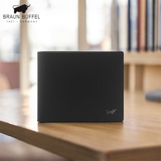 *【寧寧精品】台中30年皮件店 BRAUN BUFFEL 默瑟-II系列零錢袋短夾經典黑 BF384-315 男短夾