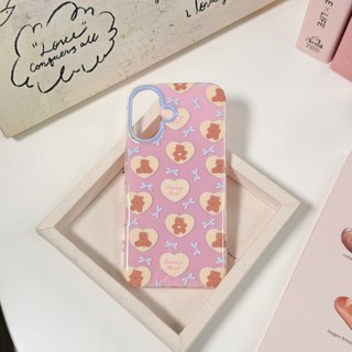 𝟐𝑫𝑨𝒀𝑺.𝒍𝒂𝒃｜甜美熊熊餅乾愛心殼 粉色蝴蝶結 iPhone 13/14/15/16 Pro Max 手機殼