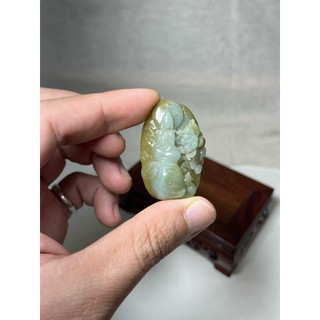 早期收藏老料雙色翡翠無相佛玉墜 巧雕蓮花瑞象 厚料立體 質地溫潤