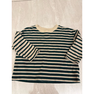 Uniqlo 女生 男生 男女寶 90公分 冬季 上衣 長袖 綠色 條紋