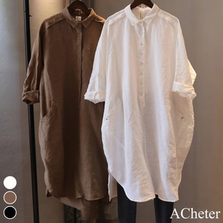 【ACheter】春款大碼休閒文藝原創中長款襯衫# 111612