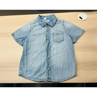 《9成新》Old Navy 兒童 軟布牛仔襯衫 短袖襯衫 帥氣 襯衫 上衣/4歲/約110公分