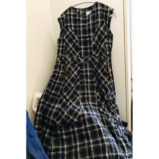 tan&luciana格紋束腰背心長洋裝