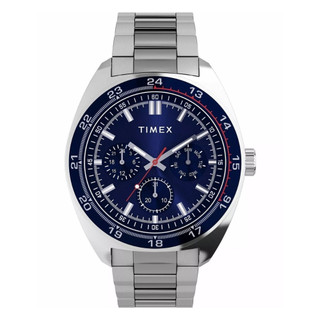 【TIMEX】天美時 Weston 45毫米 星期日期 24小時顯示 多功能不鏽鋼鍊帶腕錶 藍 TXTW2Y22700