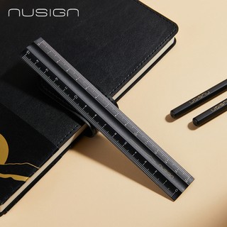 得力Deli NUSIGN鋁制直尺/15cm/日耀金山黑/ENS091G｜Officepro總務倉庫
