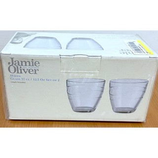 全新未拆 英國 Jamie Oliver 波浪紋設計玻璃對杯組 330ml