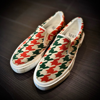 《595_Vintage》GOOD NEWS｜幾何千鳥格帆布 Slip-On 休閒鞋｜EUR 42