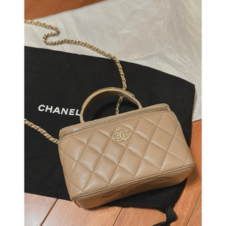 全新Chanel 香奈兒 handle 長盒子 包包 奶茶色 台灣專櫃購入