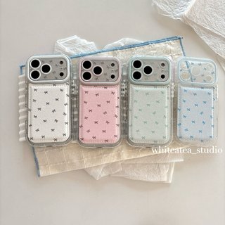 ins簡約粉綠藍白滿屏蝴蝶結皮質適用iPhone17 16 15 14 13 Pro Max 手機殼 全包皮質透邊軟殼