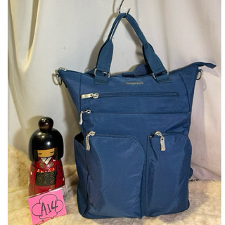 品牌Baggallini Legacy All Set方型三合一背包-藍，可後背/斜背/手提，RFID 槽，放行李架。