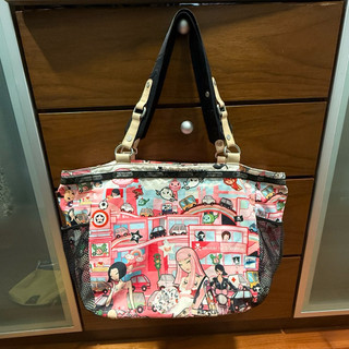 [二手］Tokidoki經典聯名款 Lesportsac 珍藏滿版設計師款帆布側背包 手提包