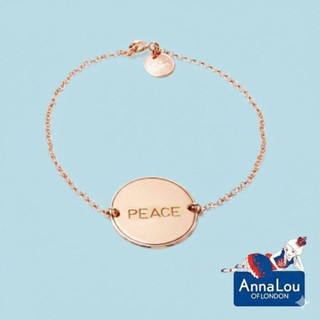 Anna Lou OF LONDON 倫敦品牌 優雅字墜 玫瑰金手鍊 PEACE