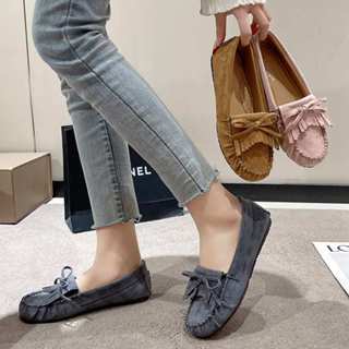 【白鳥麗子】MIT日系絨布流蘇蝴蝶結平底包鞋樂福鞋 店長推薦