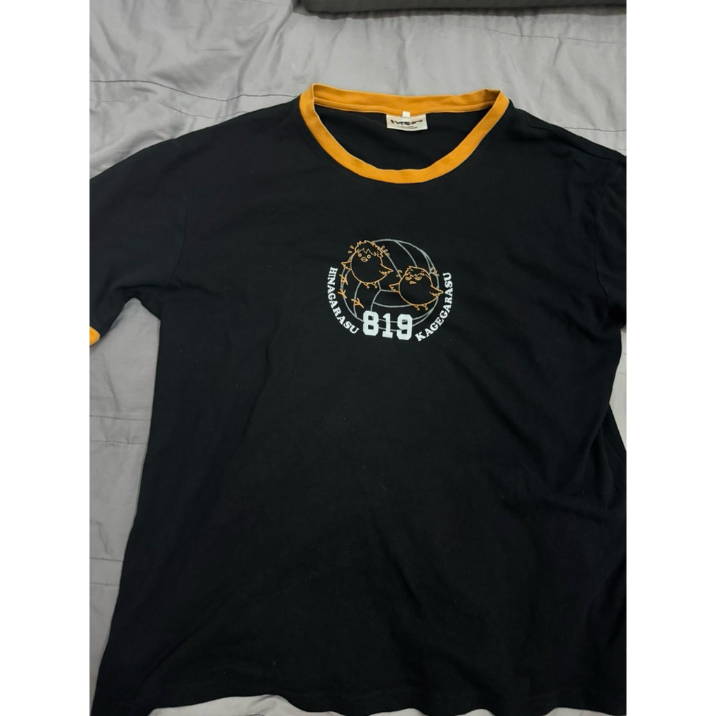 二手近全新】Haikyuu!! 排球少年 819 日向烏 影山烏 T-shirt 黑色短袖 L號
