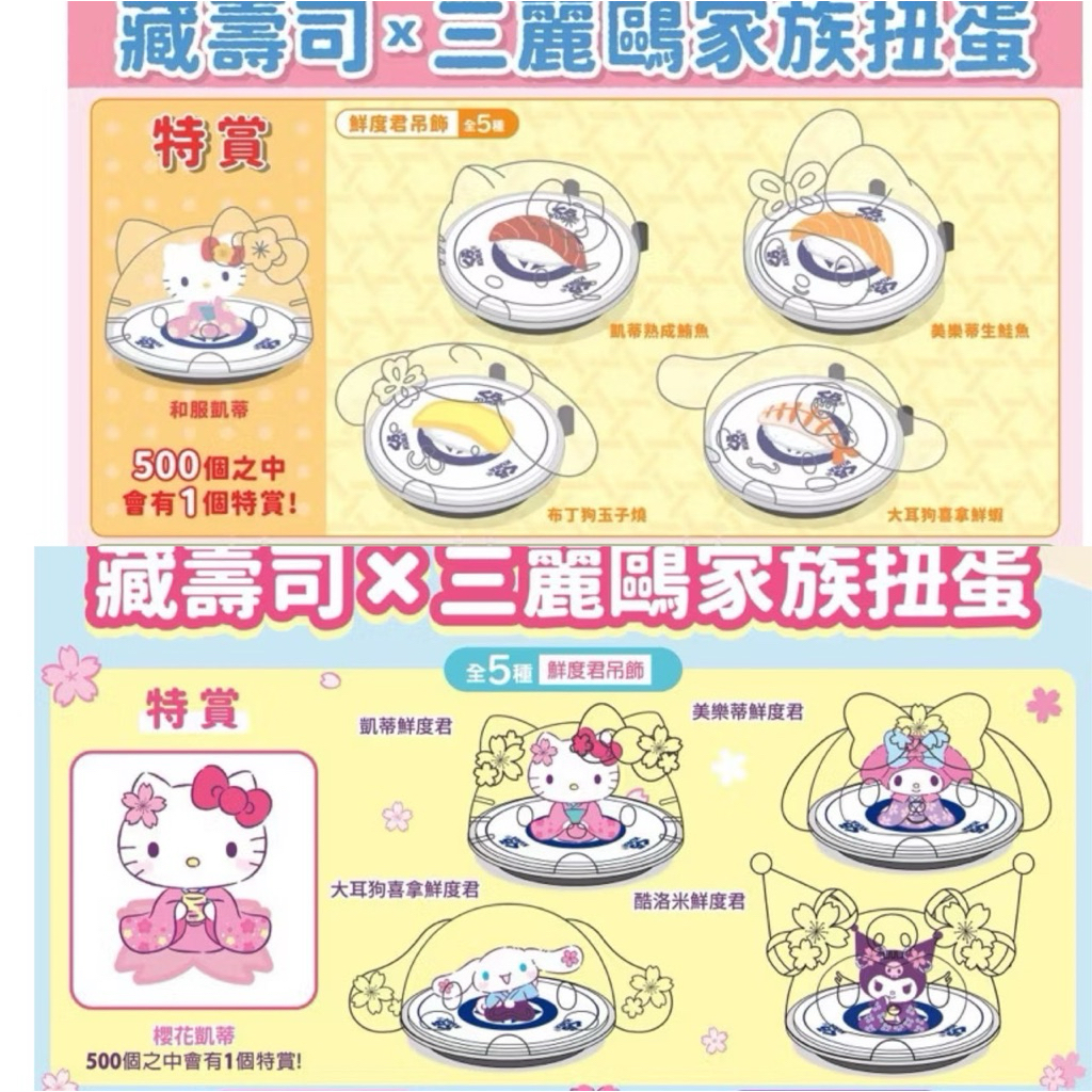 藏壽司 三麗鷗 三麗鷗家族扭蛋 鮮度君立體吊飾