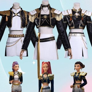 獵魔女團衣服K-POP獵魔女團cos服米拉佐伊魯米黑金皮打歌服cosplay萬聖節服裝 萬聖節 萬聖節服裝大人 萬聖節服