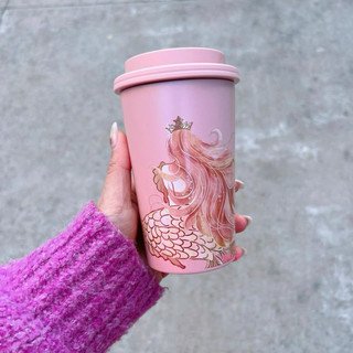 星巴克杯子2026新年禮物高顏值杯子週年慶經典粉色幻彩人魚女神不鏽鋼桌面保溫杯子禮物保溫杯保冷杯露營杯