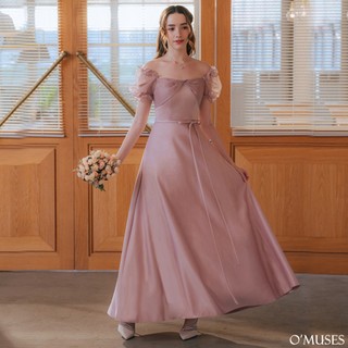 【OMUSES】蝴蝶結公主袖粉色長禮服19-7506