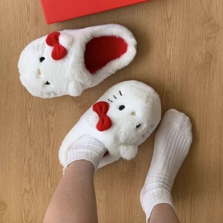Kitty棉拖🎀 可愛凱蒂貓毛毧毧棉拖冬季保暖學生宿舍軟底 毛毛拖鞋 保暖拖鞋 包腳拖鞋 可愛室內拖 室內包鞋 居家拖鞋