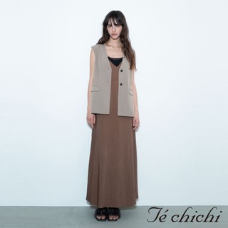 Te chichi 2WAY前後兩穿一字肩帶深V領吊帶洋裝(0F000839410)