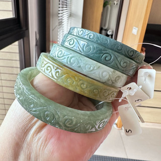 🪻旺小妞🪻天然A貨緬甸翡翠or危地馬拉藍水翡翠 雕刻方鐲 玉鐲 手鐲👉🏻選擇尺寸看商品描述