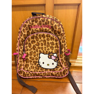 HELLO KITTY 大臉豹紋後背包 可放A4