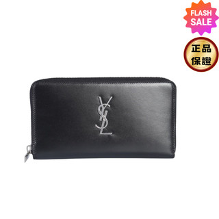 Saint Laurent 529899 經典 Cassandre YSL滑面小牛皮 拉鍊特大款長夾 -