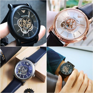 EMPORIO ARMANI 阿曼尼 Luigi 極簡紳士鏤空機械錶43MM【Watch On-line Store】