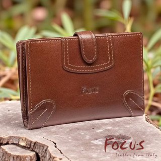 【寧寧精品】台中35年老店 Focus 富可仕 咖啡色 附拉鏈壓扣式牛皮女中夾 FTC3365 女中短夾區