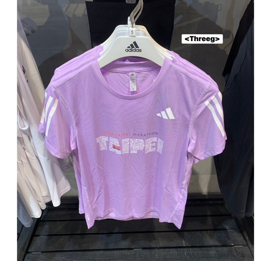 Threeg✨ADIDAS 2025 台北馬拉松 運動短袖 台北T 慢跑 吸溼排汗 紫色 女款 KE8419