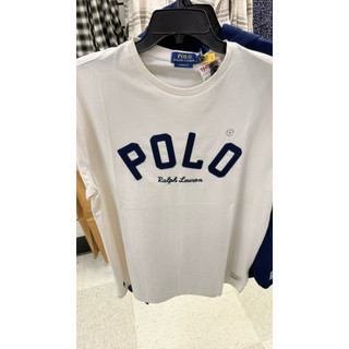 POLO RALPH LAUREN TEE 白色 深藍色貼布大字 短T classic fit M號